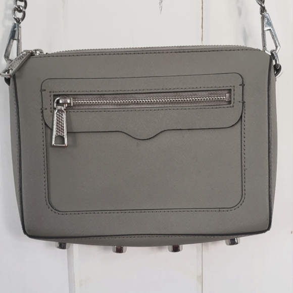 Rebecca Minkoff Grey Leather Avery Metal Accent Crossbody Bag - Picture 1 of 15